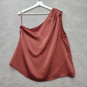 White House Black Market One Shoulder Satin Top Rust Orange XL Party Cocktail